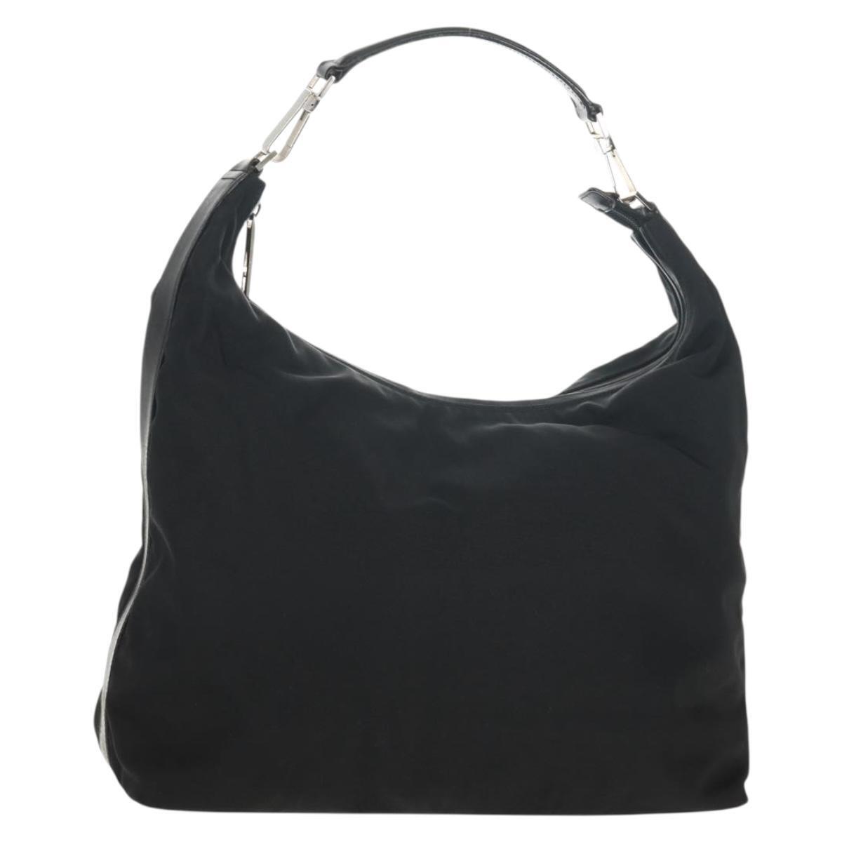 Gucci Shoulder Bag Nylon Leather Black Silver 001 1955 Auth Ep11539